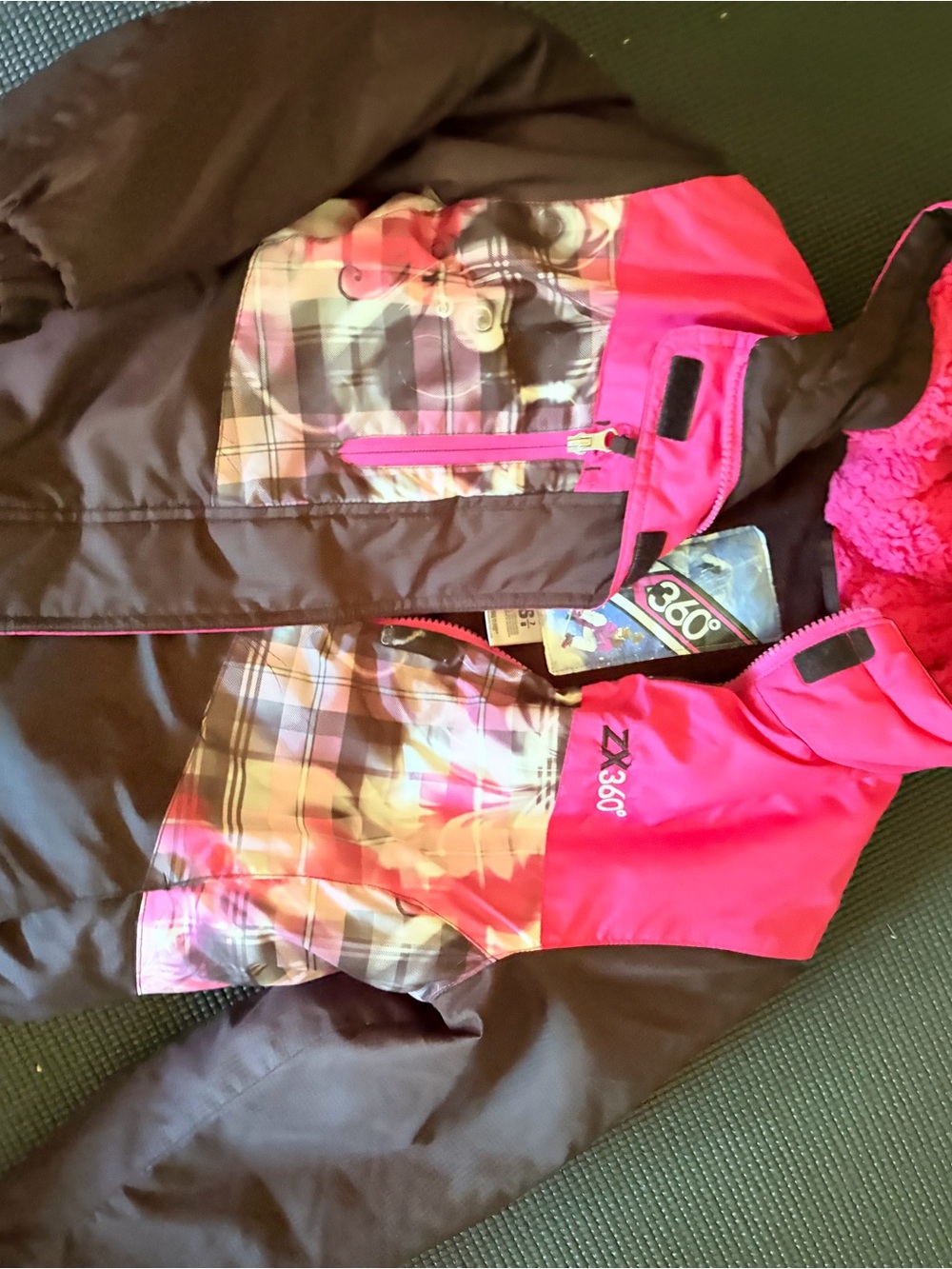 360° Girls Pink and Black Ski Jacket